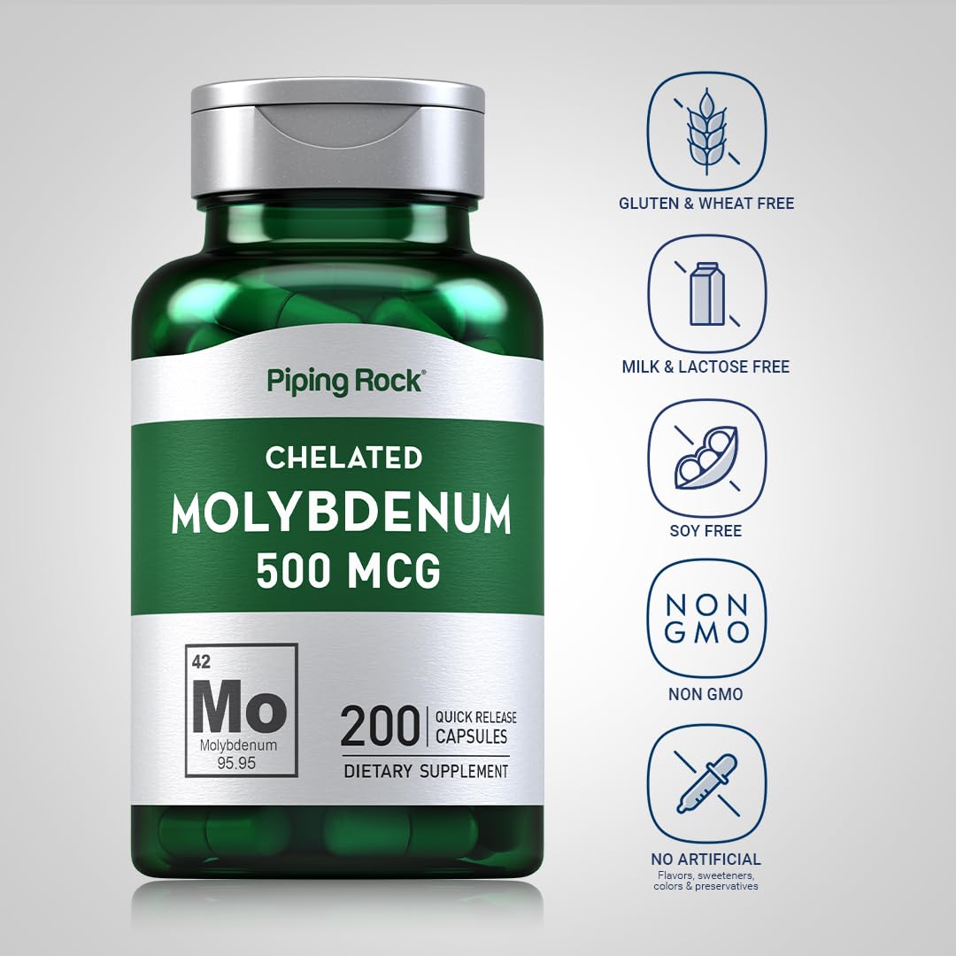 Piping Rock Molybdenum 500 mcg capsules close-up