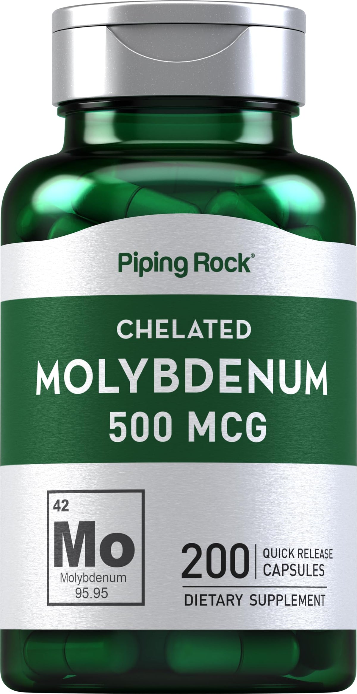 Piping Rock Molybdenum 500 mcg quick-release capsules front view