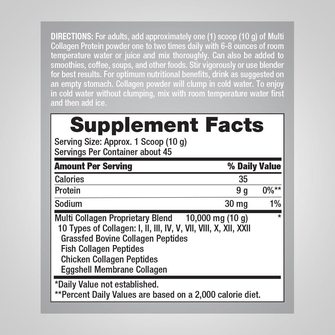 Piping Rock Multi Collagen Powder 549g packaging