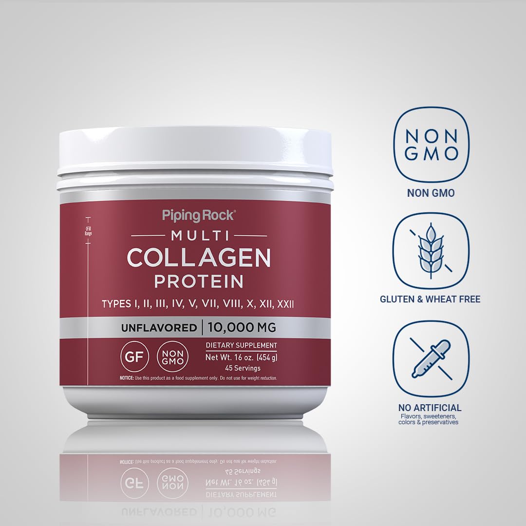 Piping Rock Multi Collagen Powder 549g side view