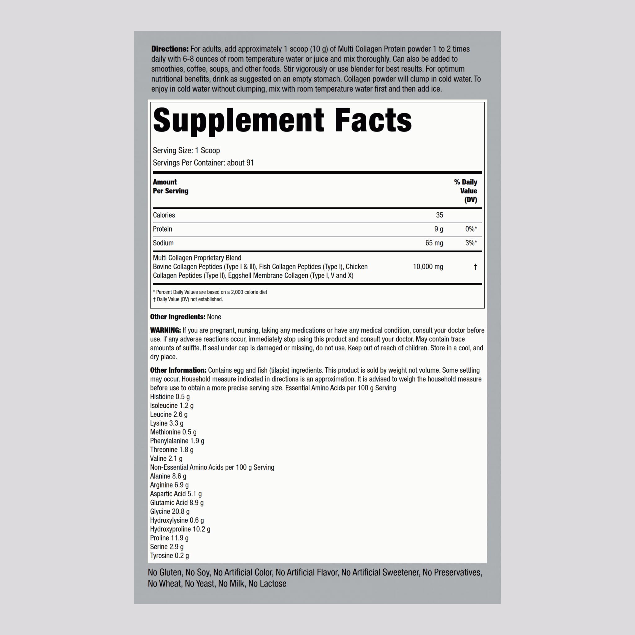 Piping Rock Multi Collagen Protein Powder 907g packaging