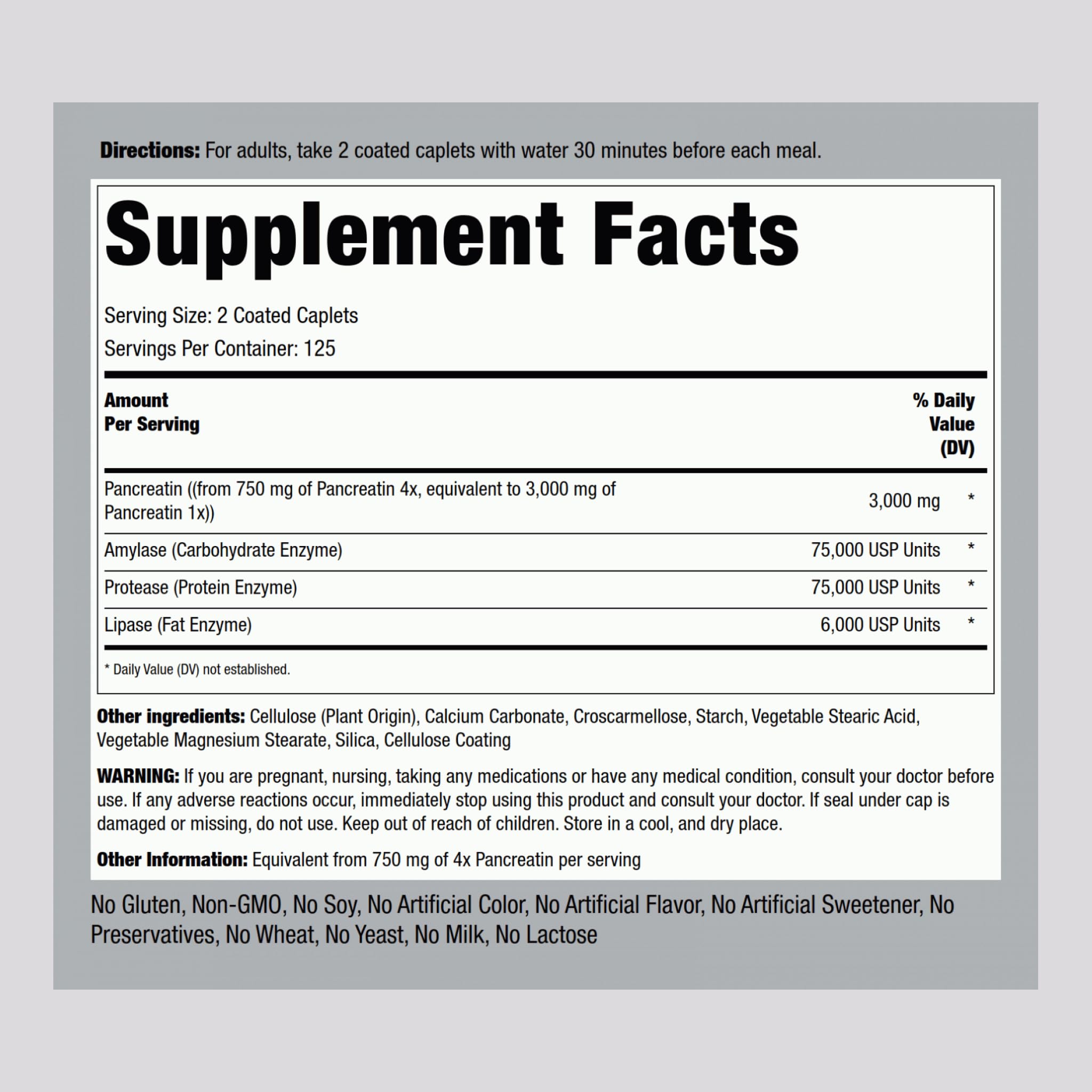 Piping Rock Multi-Enzymes 240g side view