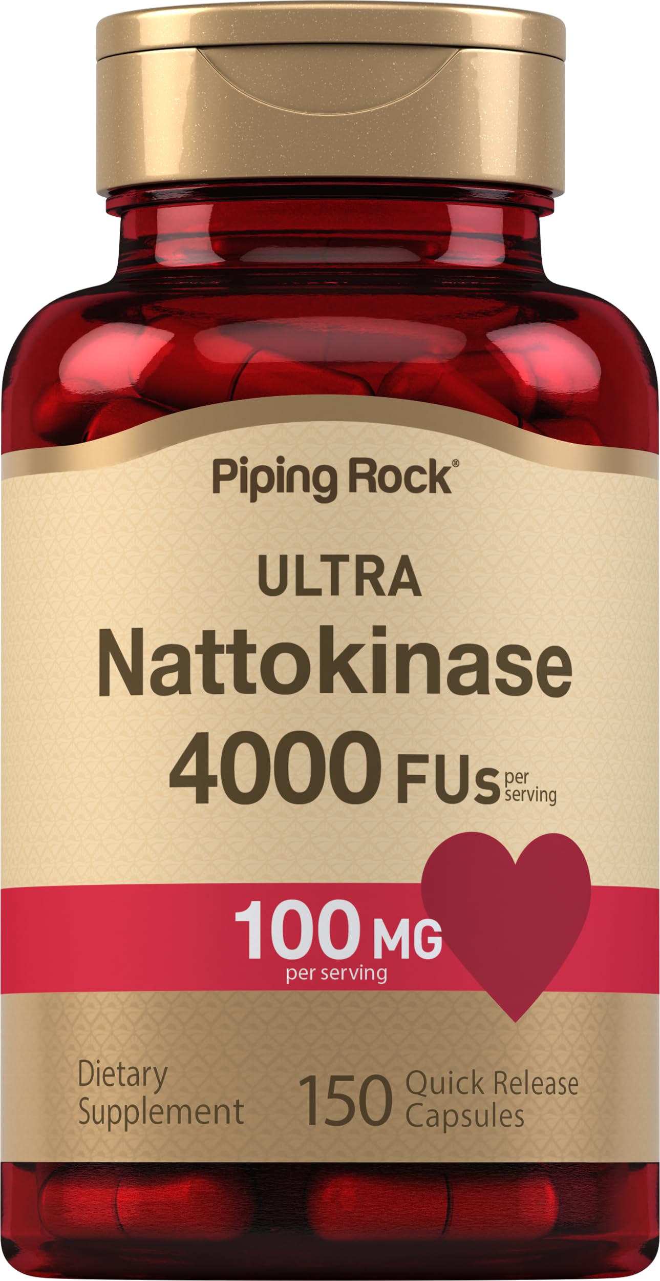 Piping Rock Multi-Enzymes Nattokinase 100mg capsule bottle front view