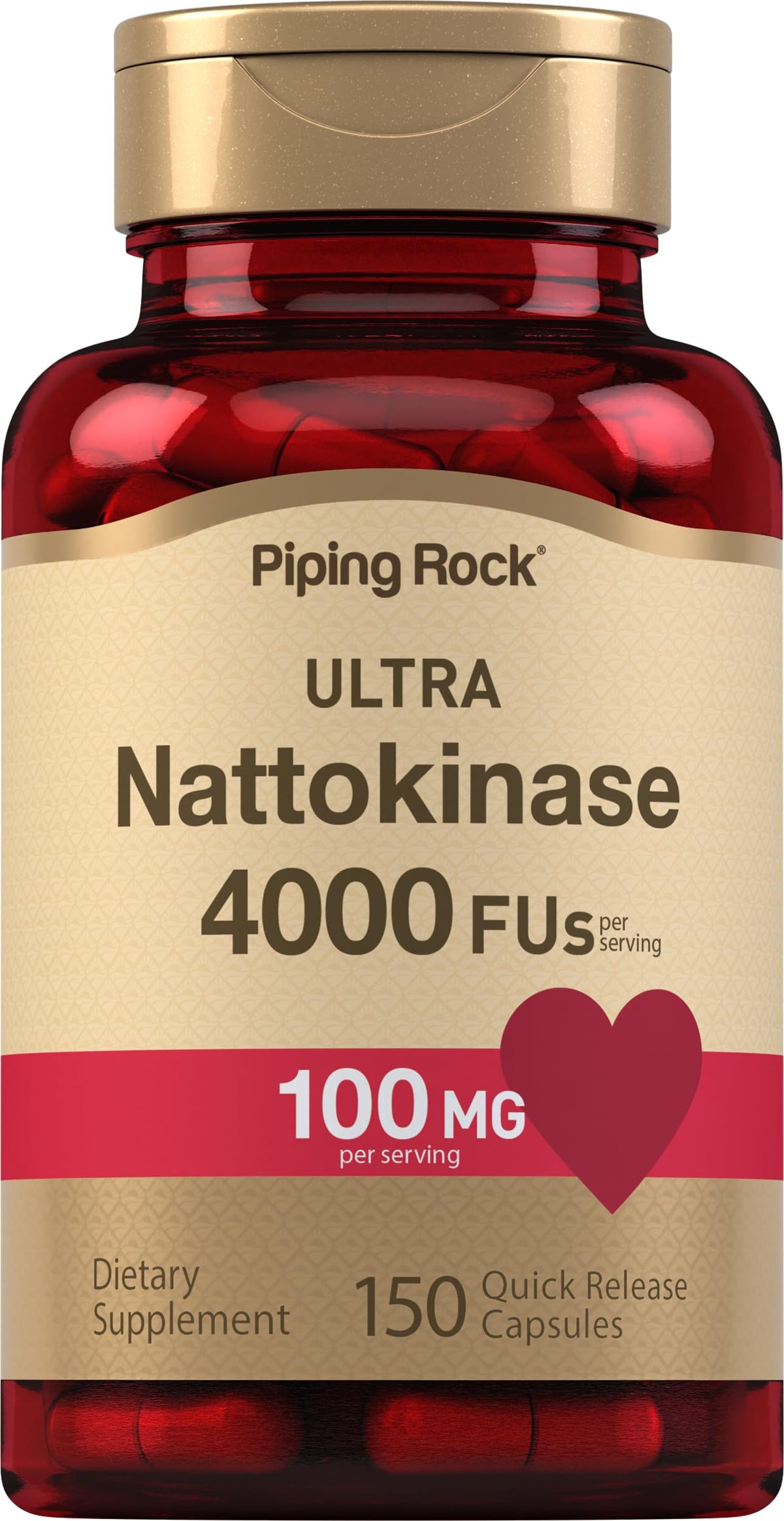 Piping Rock Multi-Enzymes Nattokinase 100mg capsule bottle front view