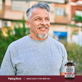 Piping Rock Multivitamins for Men 50+ lifestyle scene with healthy foods