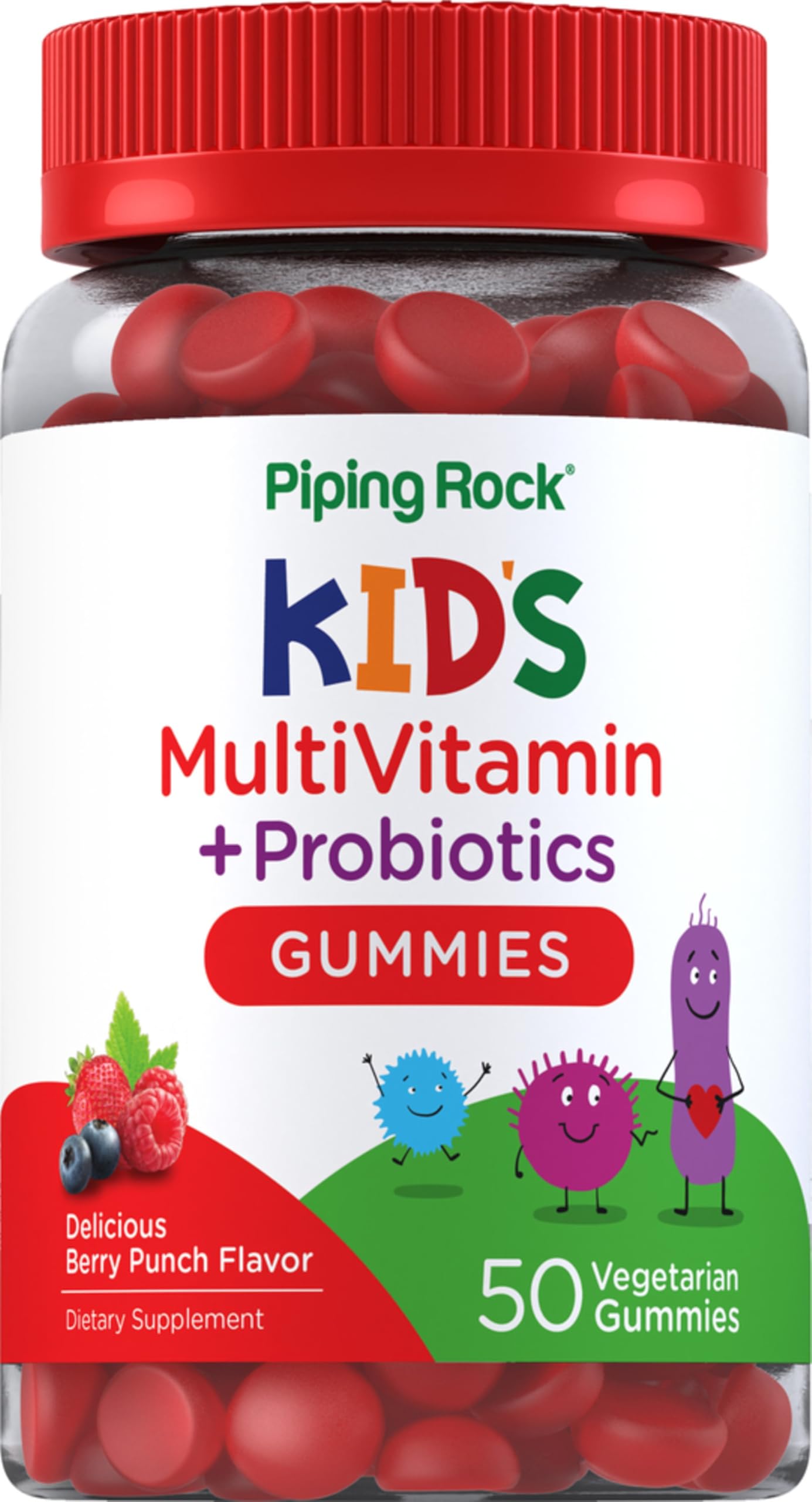 Piping Rock Multivitamins front view with berry punch flavour