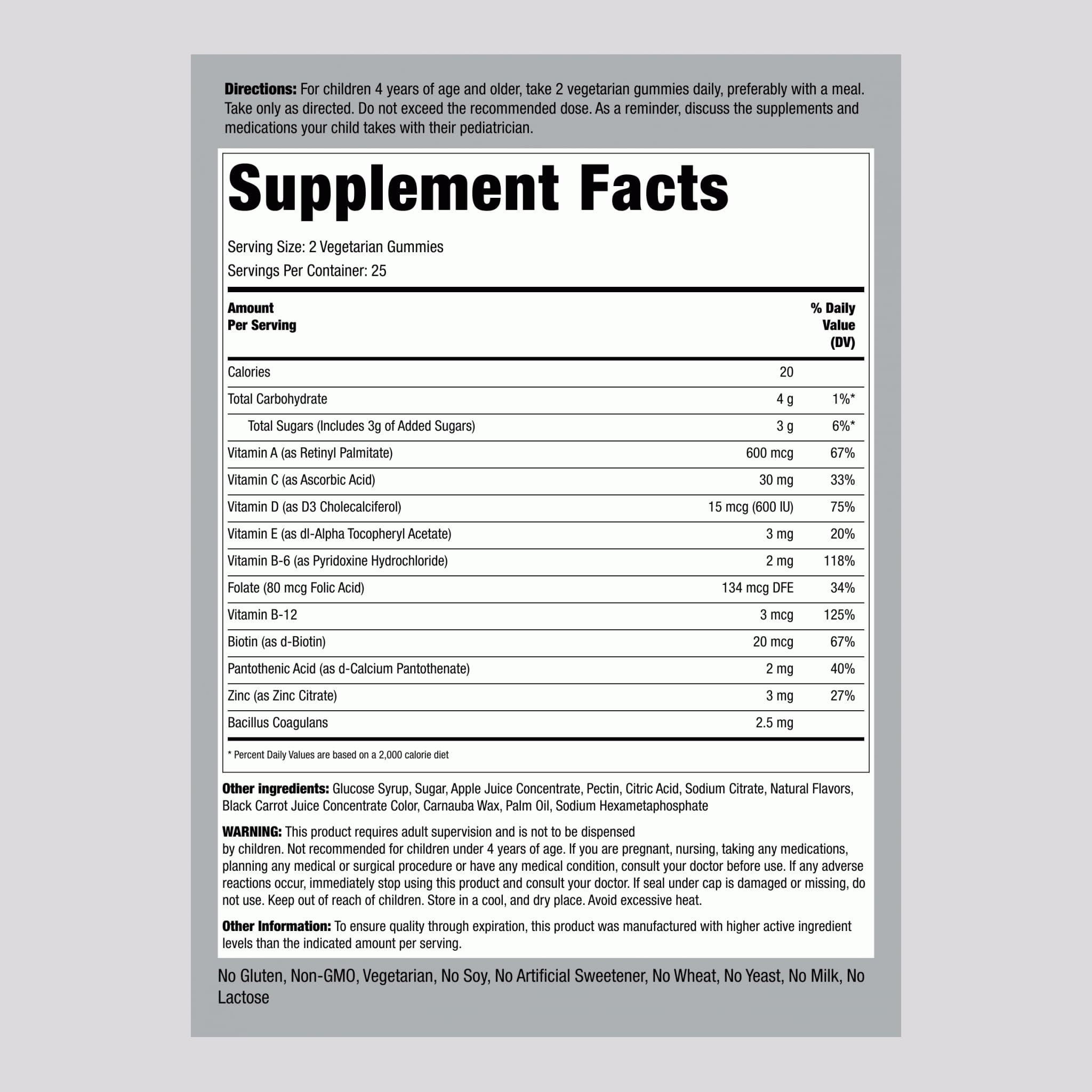 Piping Rock Multivitamins side view showing capsule