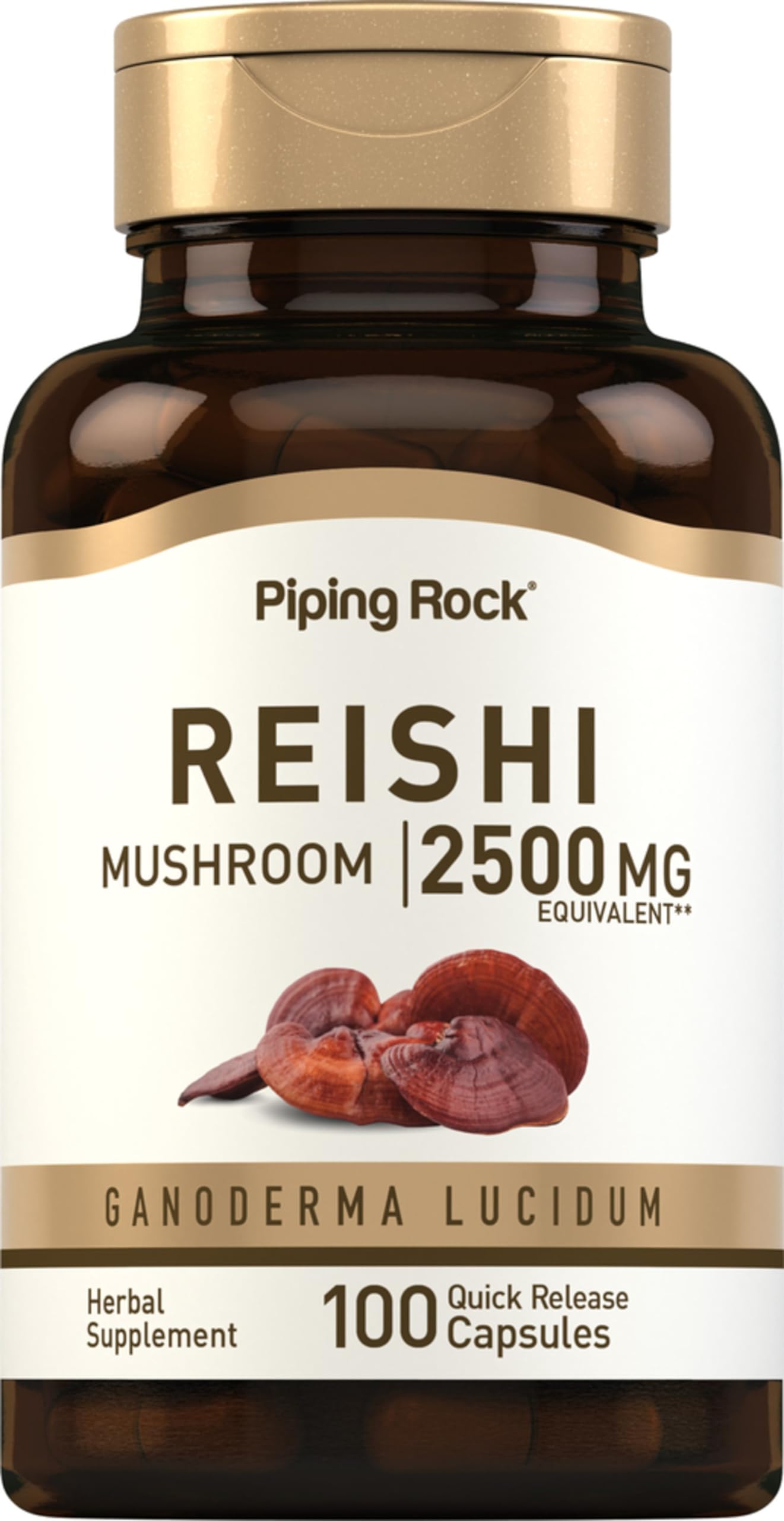 Piping Rock Mushroom Supplement 90 Quick Release Capsules front view