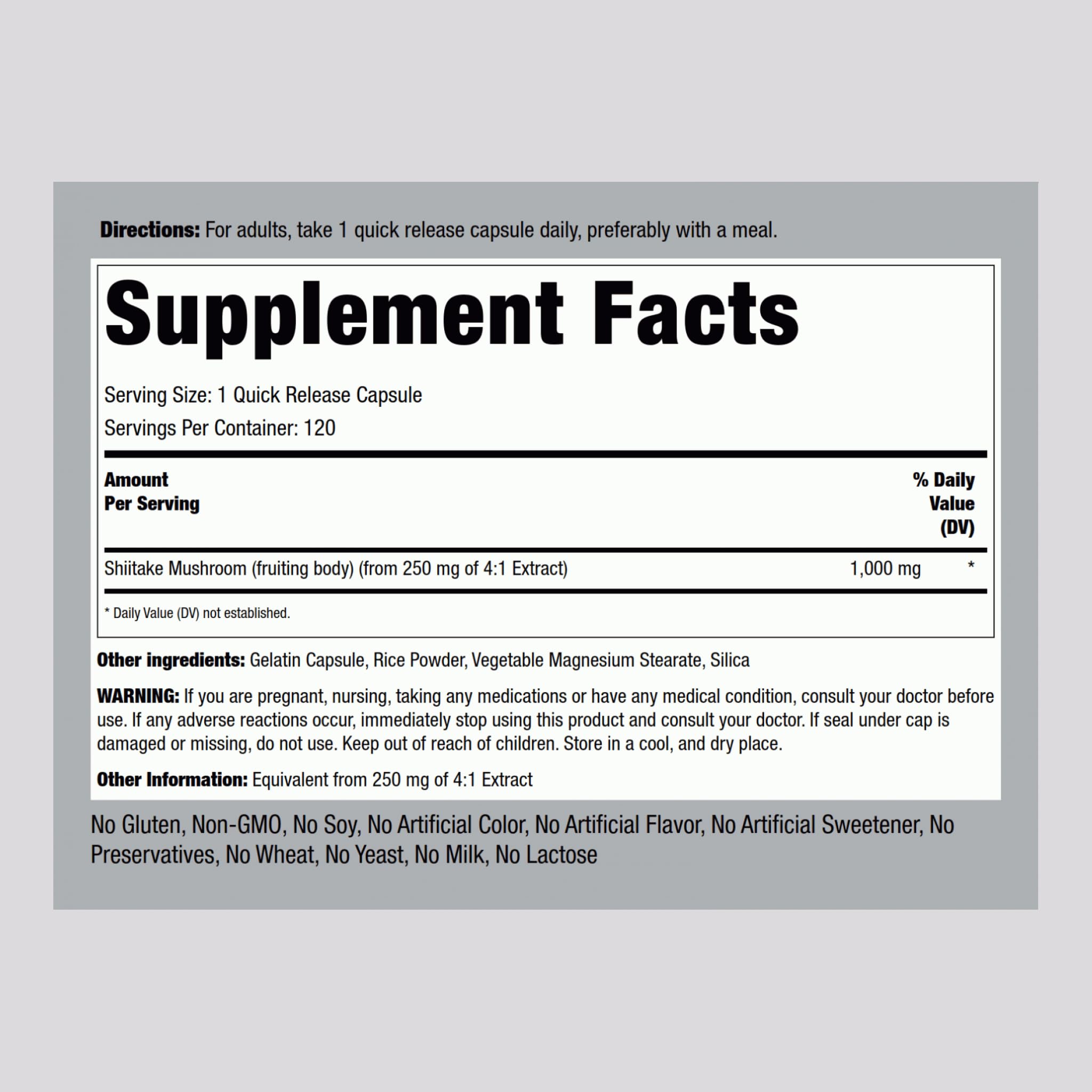 Piping Rock Mushroom Supplement quick release capsules close-up