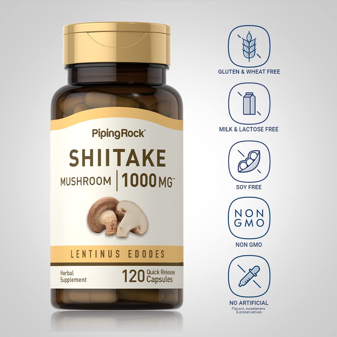 Piping Rock Mushroom Supplement side view of bottle