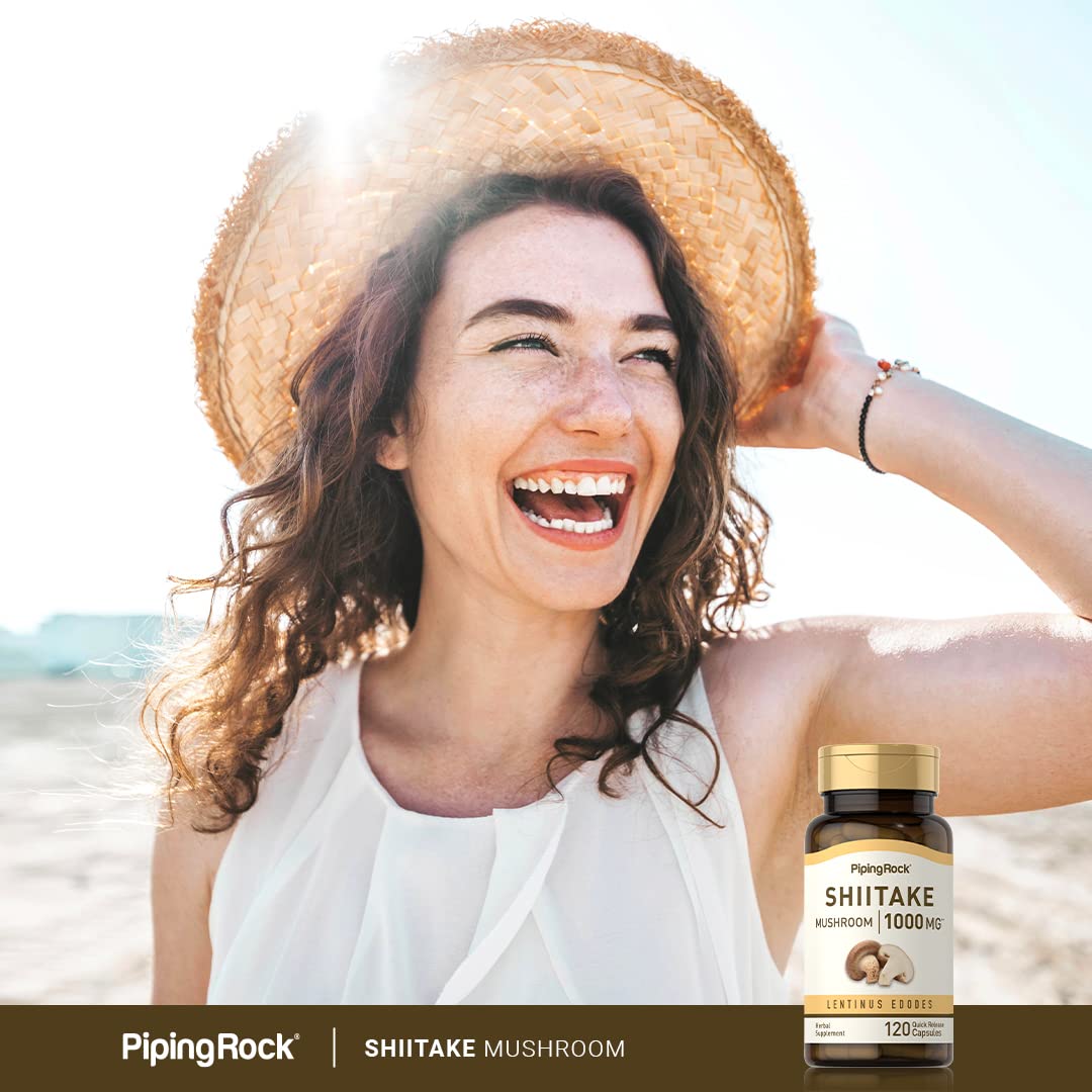 Piping Rock Mushroom Supplement with a measuring spoon
