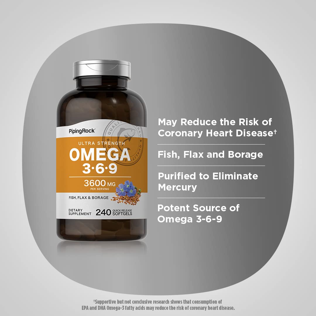Piping Rock Omega-3 Fish Flax Borage Oil 472g packaging