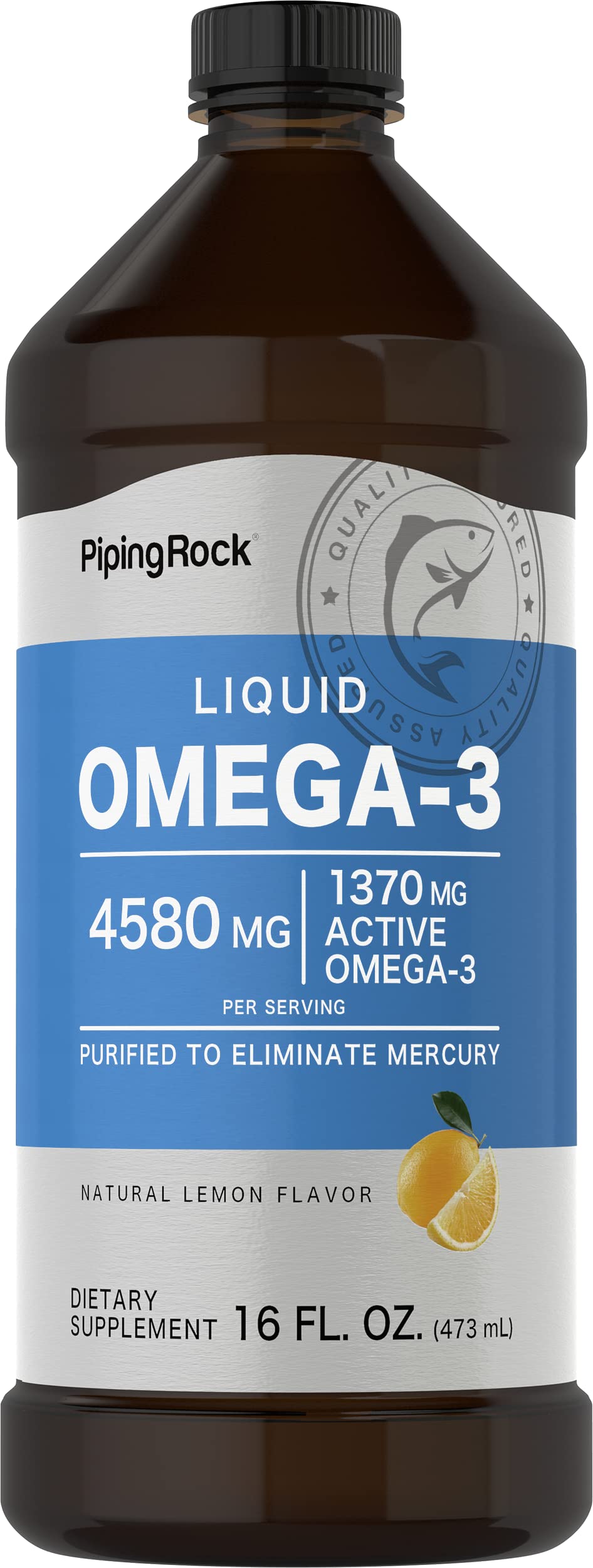 Piping Rock Omega-3 Fish Oil 481g liquid bottle front view
