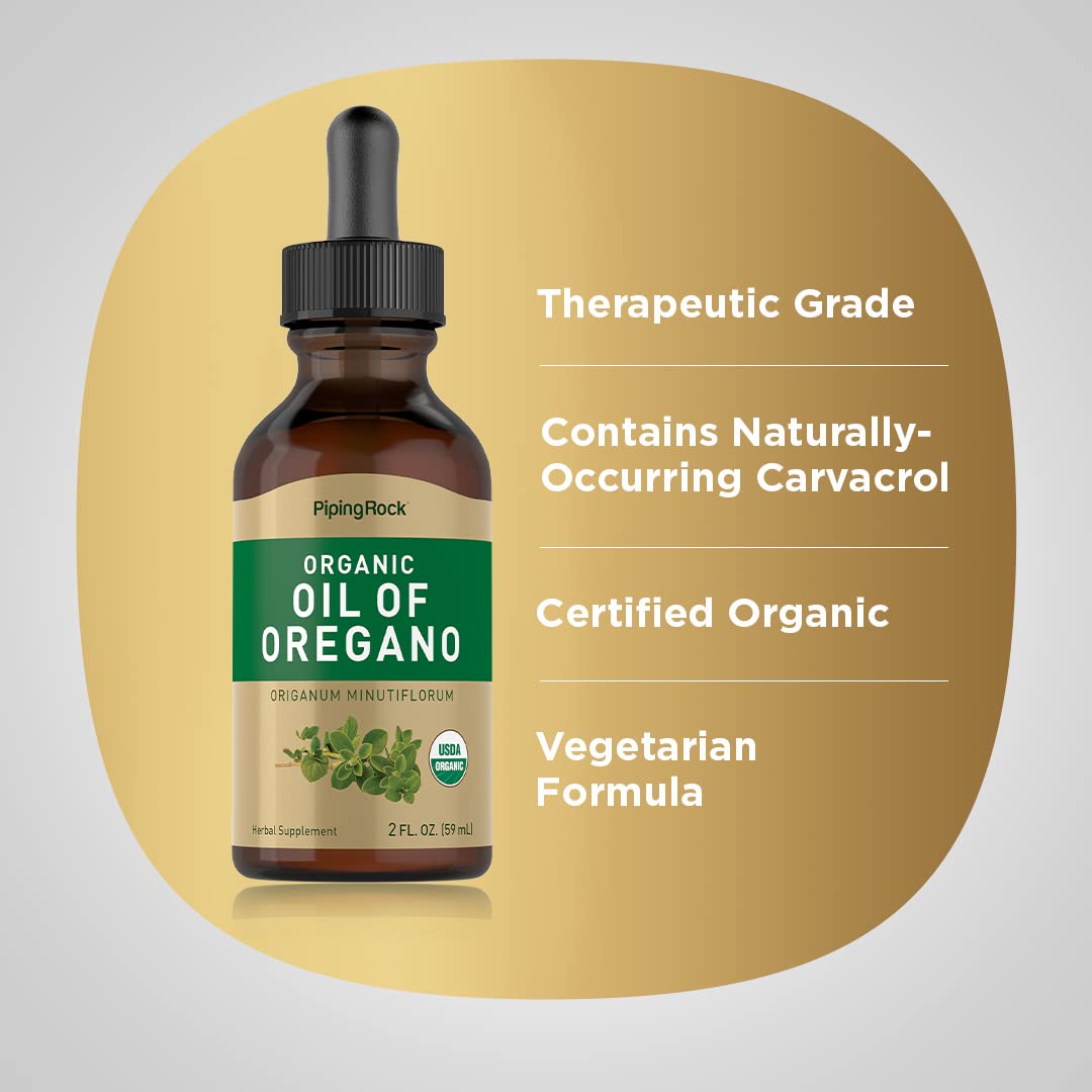 Piping Rock Oregano Oil 132g opened bottle showing capsules