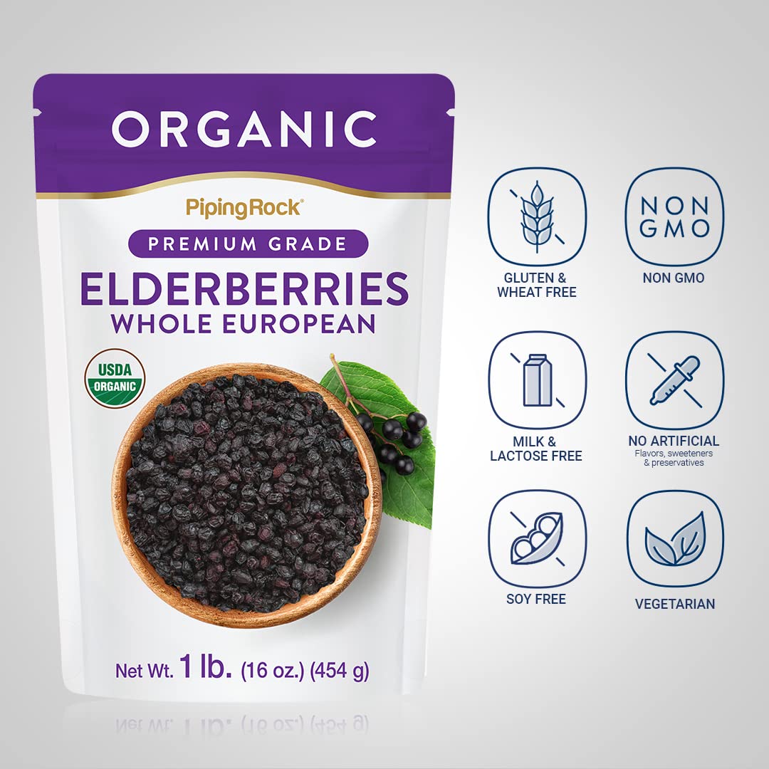 Piping Rock Organic Elderberry Supplement 472g side view