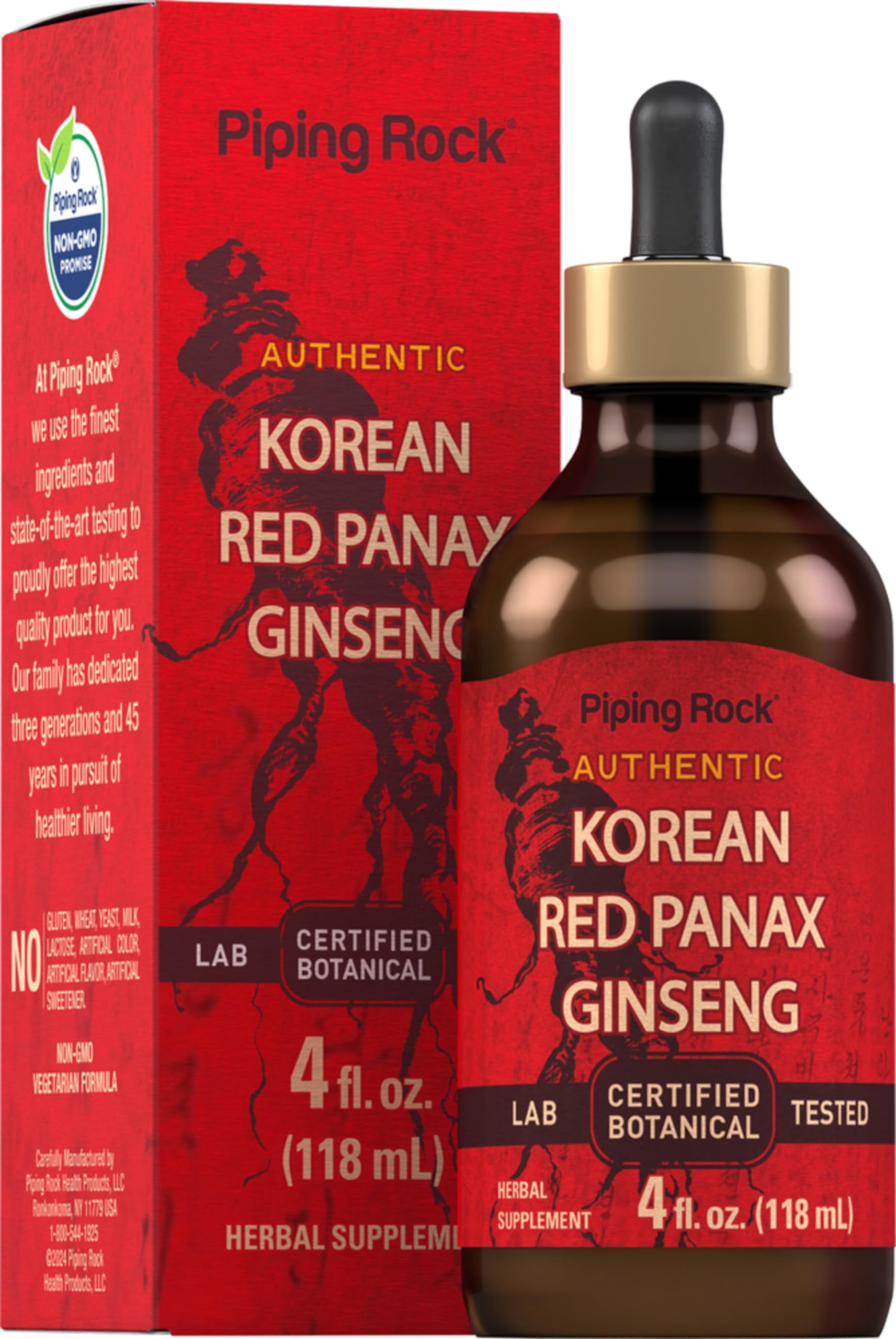 Piping Rock Panax Ginseng Liquid Extract front view with packaging