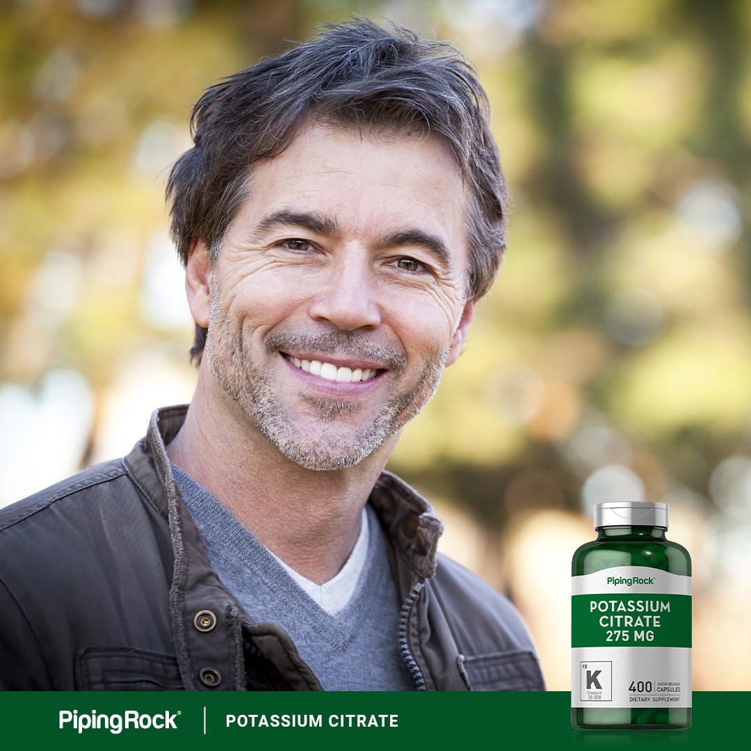 Piping Rock Potassium Citrate capsules in a hand