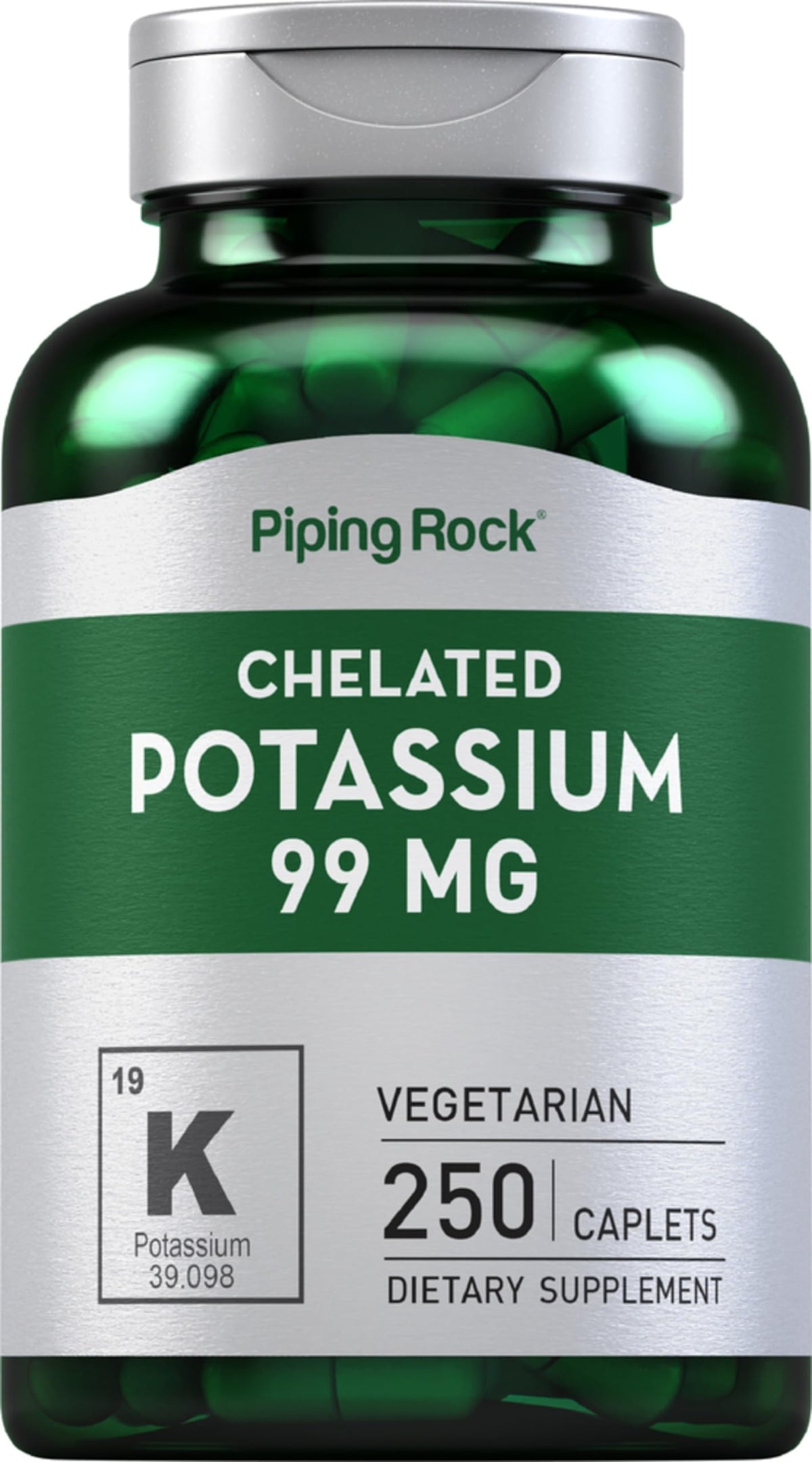 Piping Rock Potassium Gluconate 99 mg supplement front view