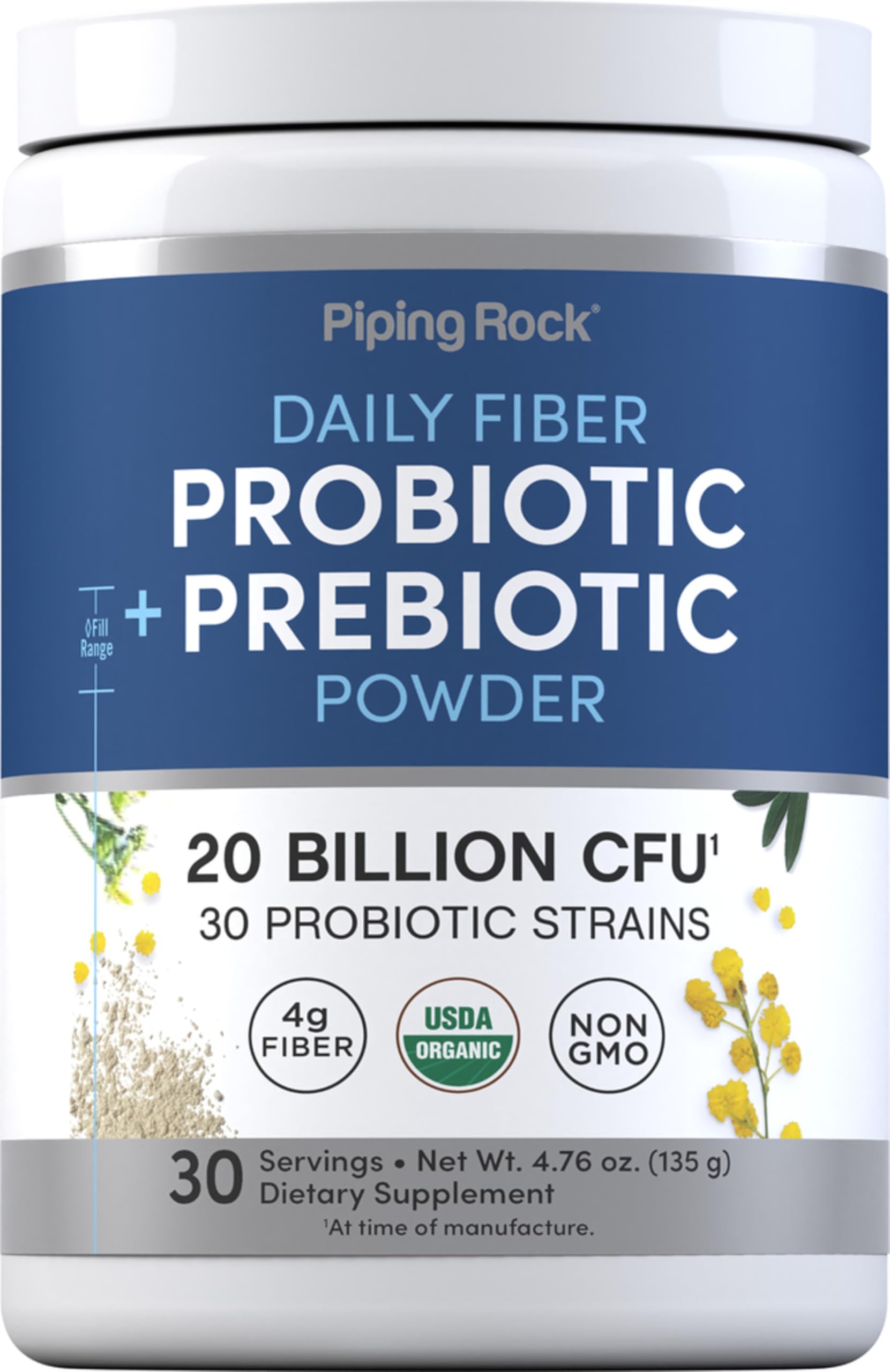 Piping Rock Prebiotic Powder 189g front view