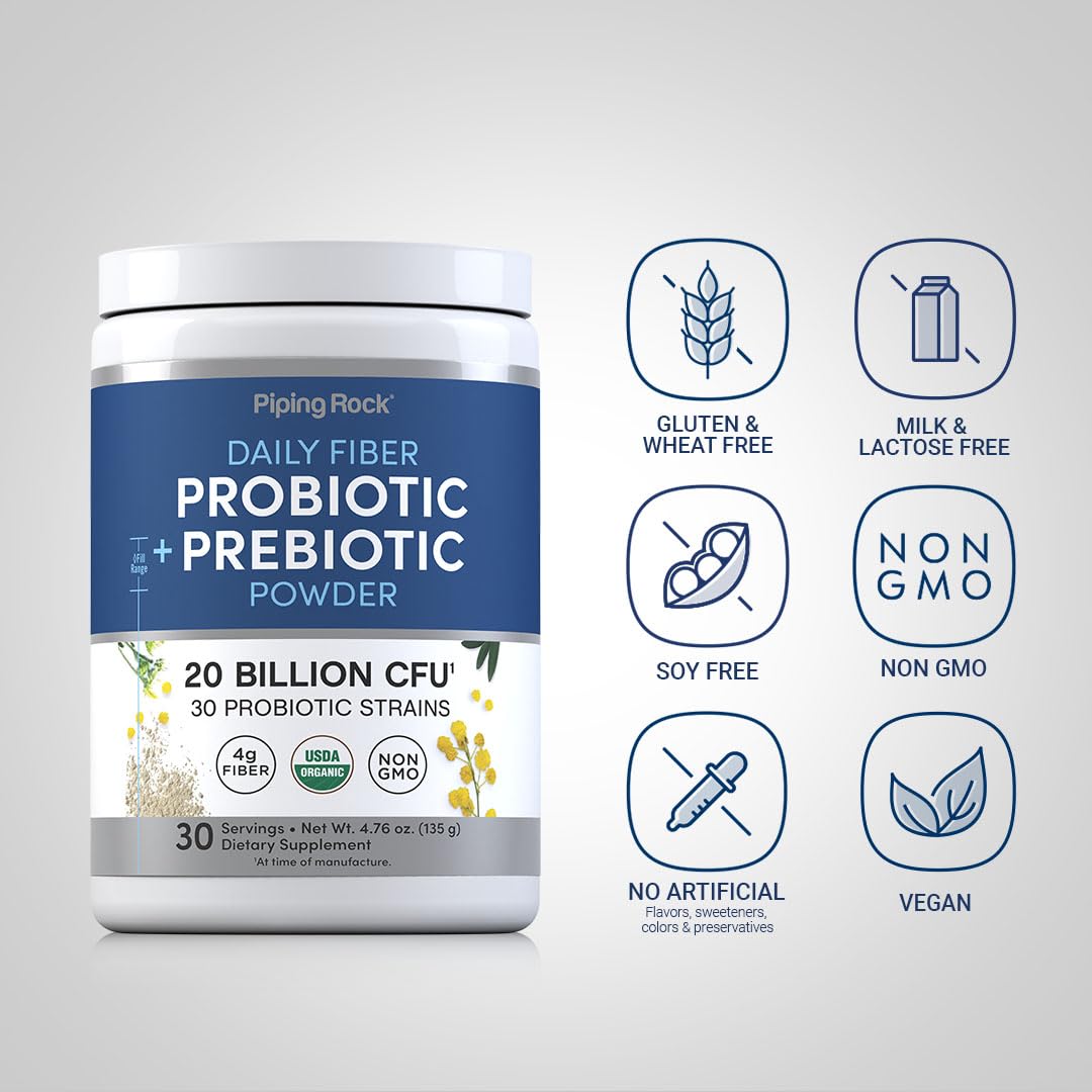 Piping Rock Prebiotic Powder 189g side view