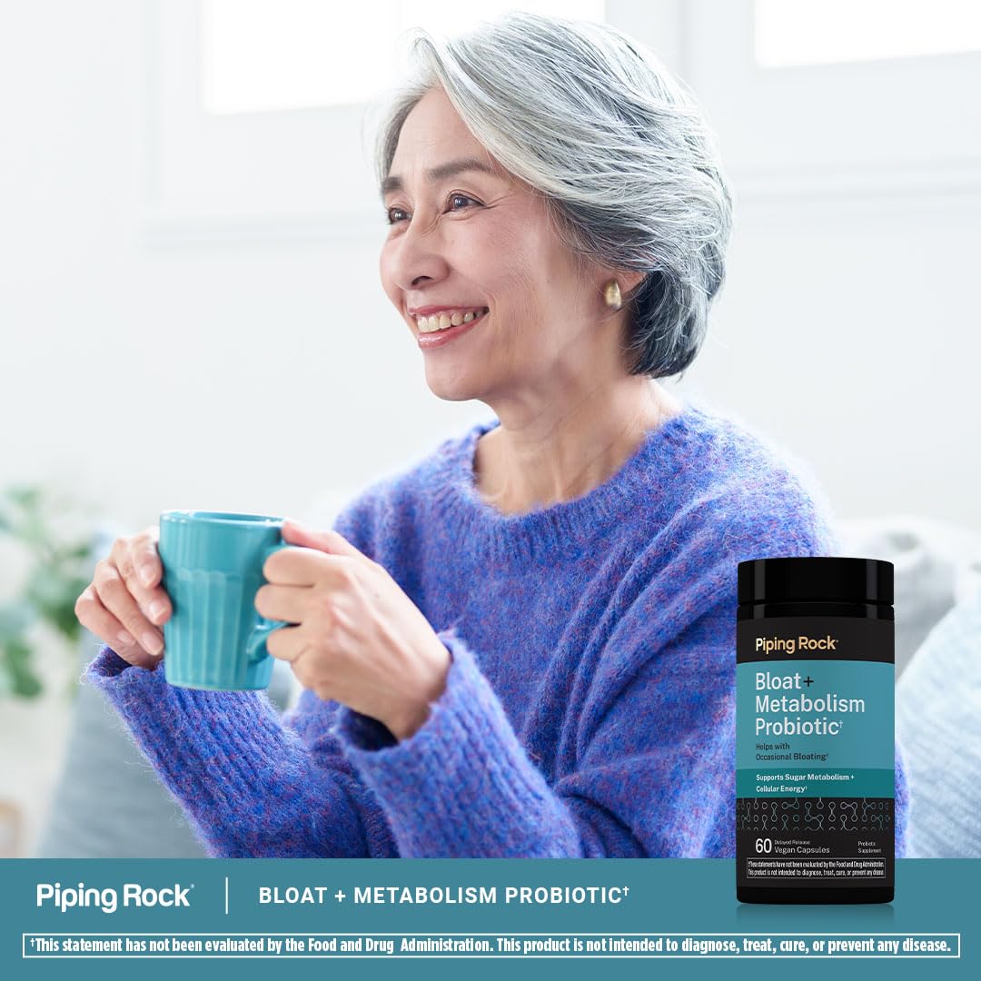 Piping Rock Probiotic Capsules 50g on a wooden table