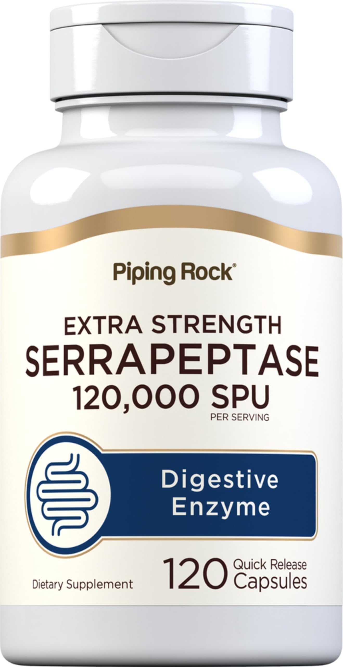 Piping Rock Serratiopeptidase 120000 SPU capsules front view