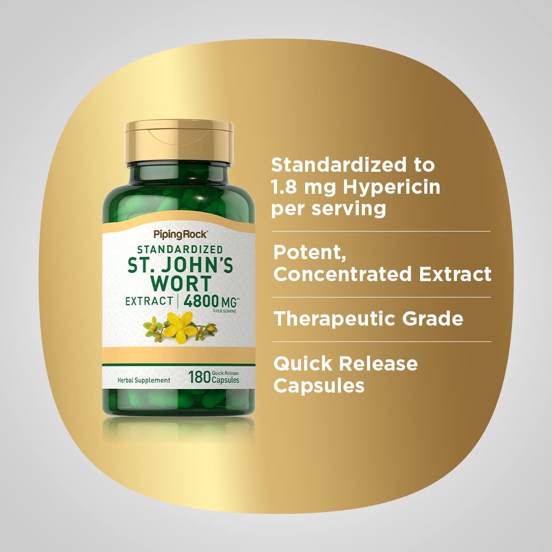 Piping Rock St. John's Wort Extract back view showing ingredients