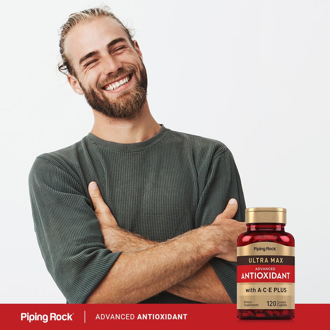 Piping Rock Super Antioxidant Blend Coated Caplets on a table