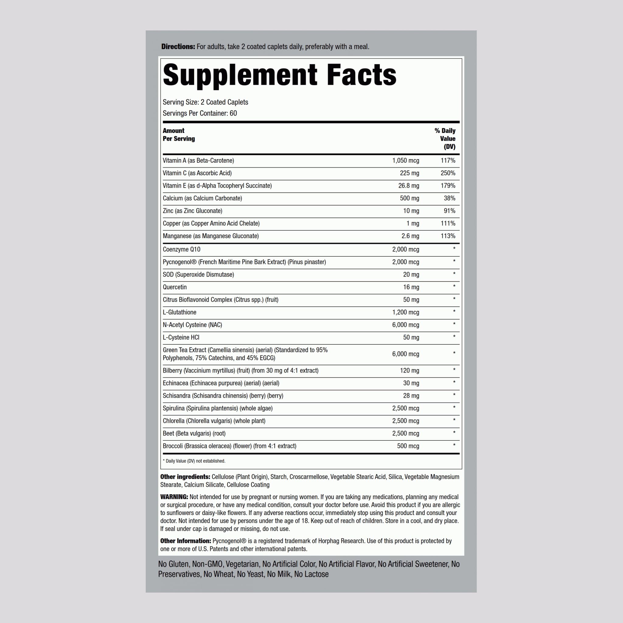 Piping Rock Super Antioxidant Blend Coated Caplets side view