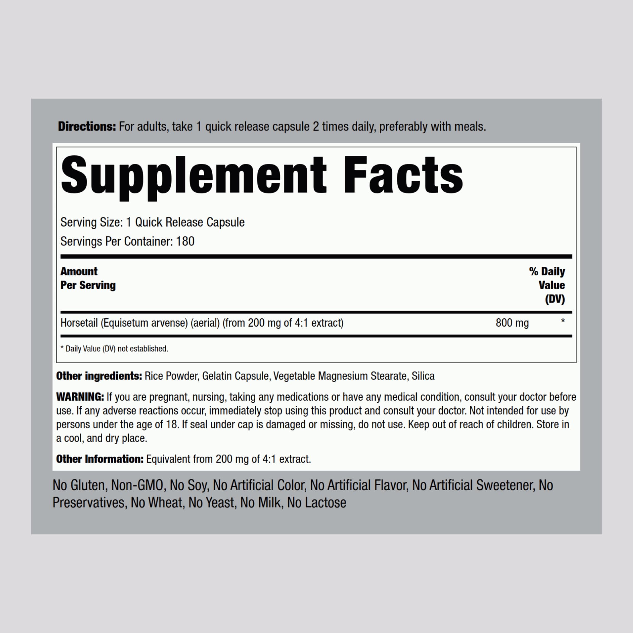 Piping Rock Super Concentrated Extract Capsules side view