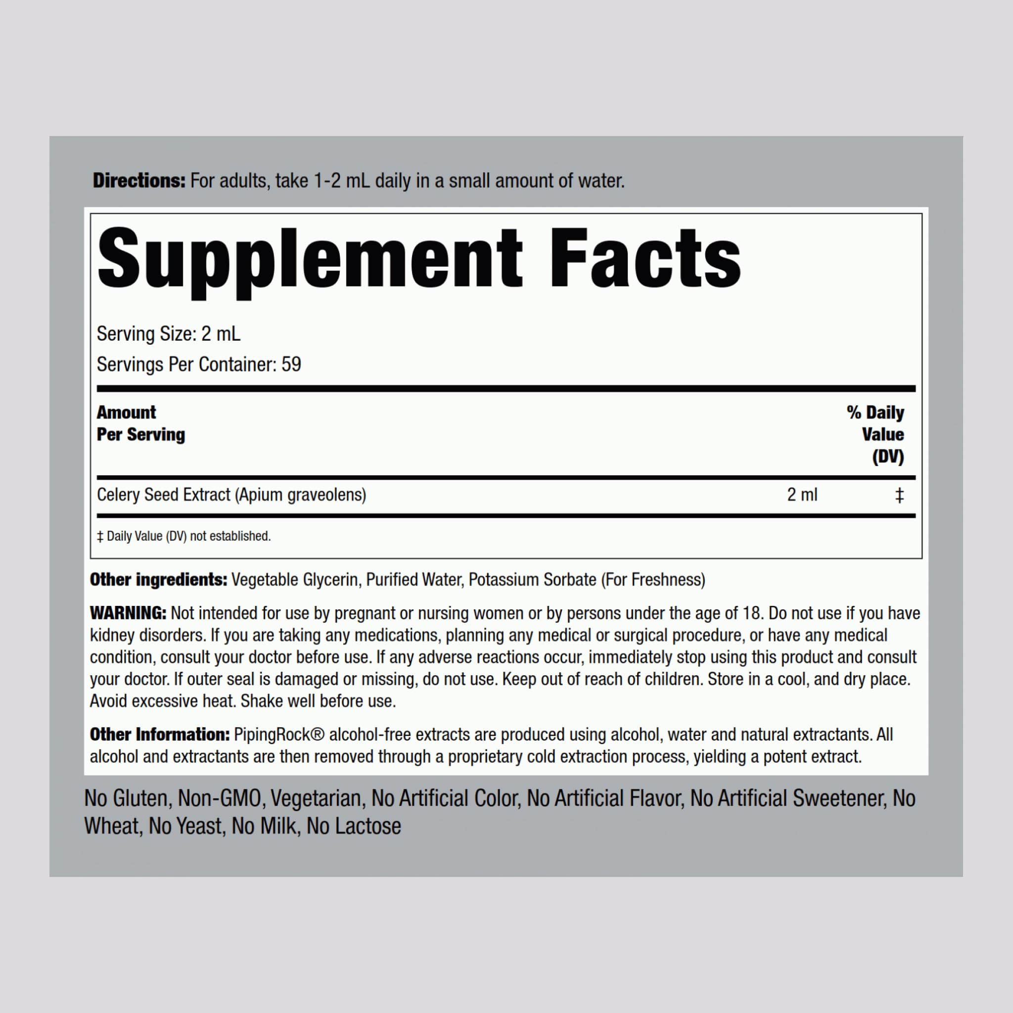 Piping Rock Super Concentrated Liquid Vitamin & Mineral Supplement side view