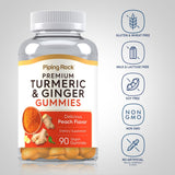 Piping Rock Turmeric and Ginger Gummies close-up of gummies
