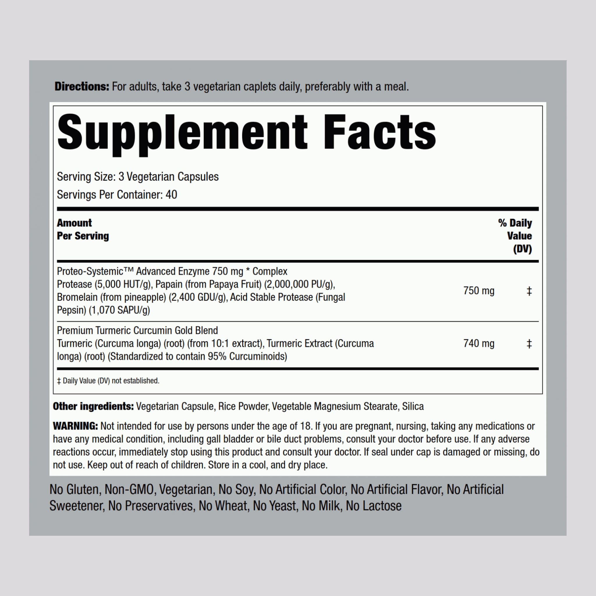Piping Rock Turmeric Supplement 83g side view