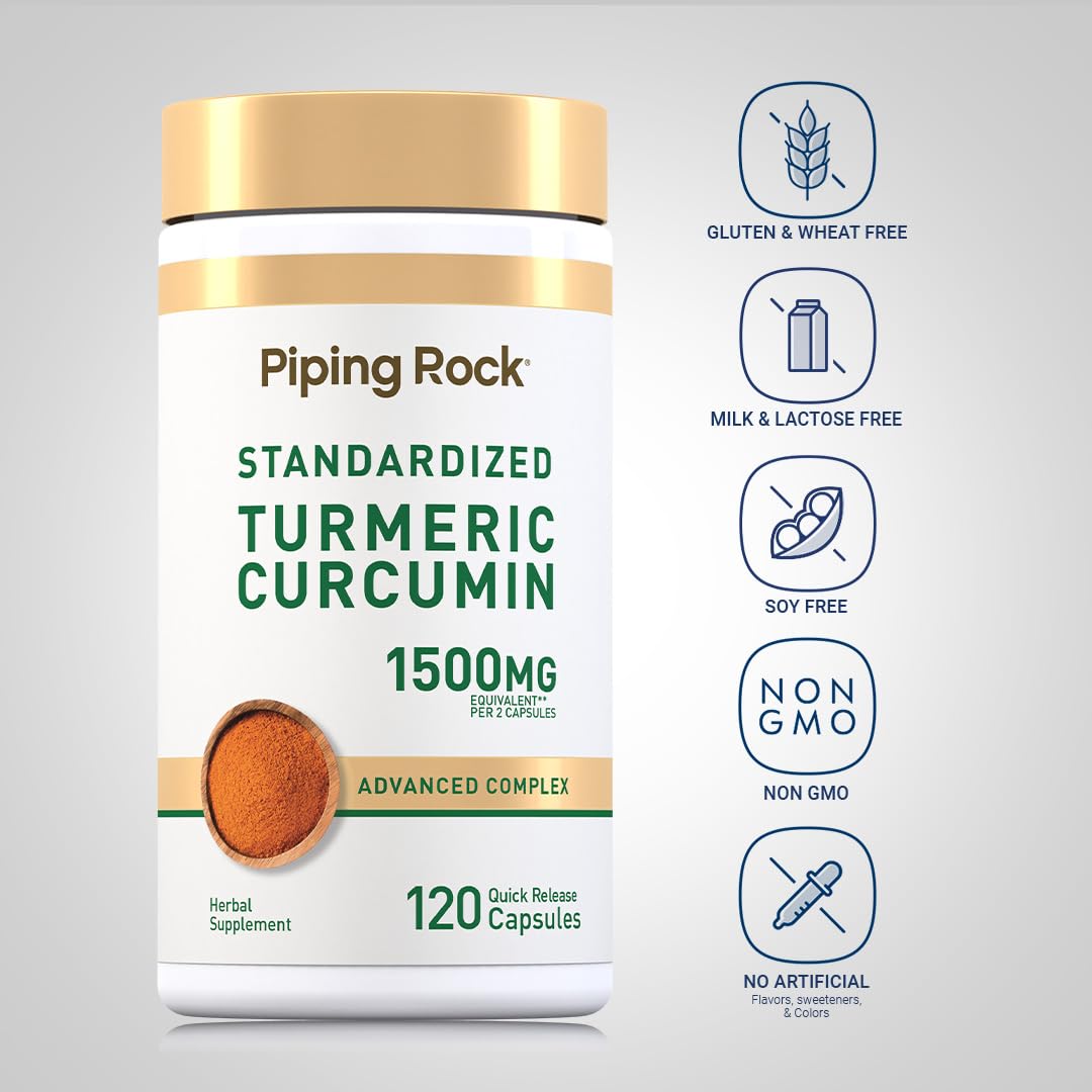 Piping Rock Turmeric Supplement back view with ingredient list