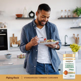 Piping Rock Turmeric Supplement capsules on a white background