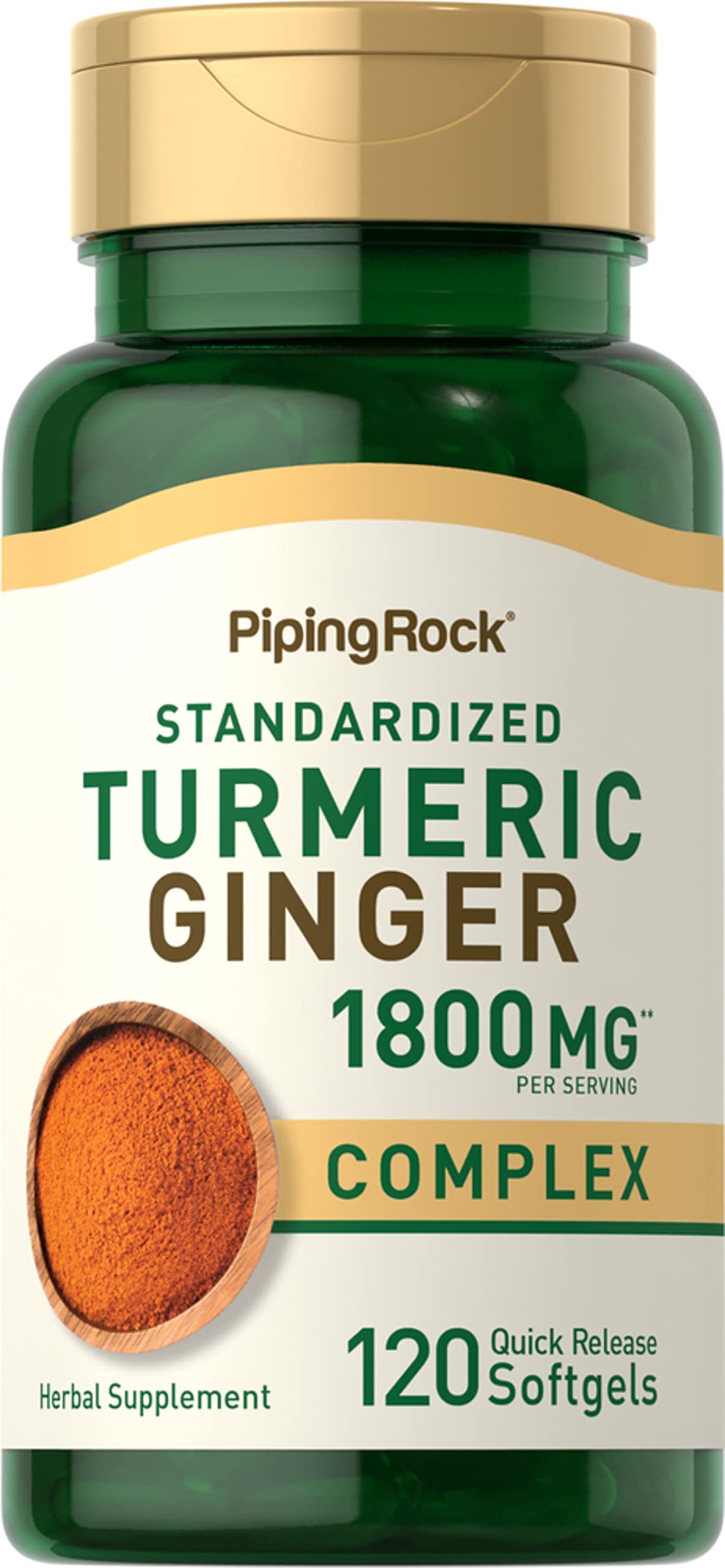 Piping Rock Turmeric Supplement front view with black pepper extract