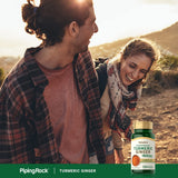 Piping Rock Turmeric Supplement packaging on a wooden table