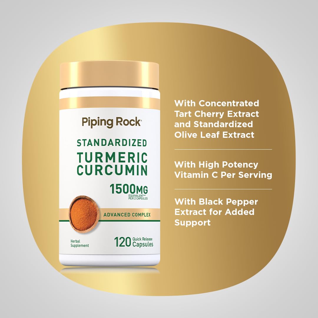 Piping Rock Turmeric Supplement with Tart Cherry and Olive Leaf Extract