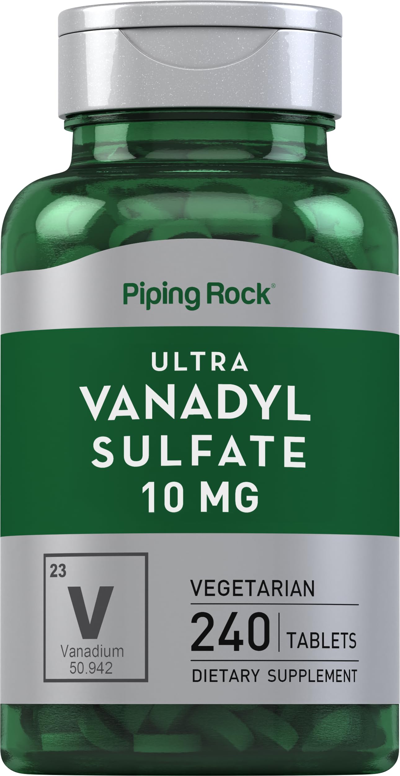 Piping Rock Vanadyl Sulfate 10 mg 240 Vegetarian Tablets front view