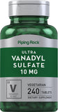 Piping Rock Vanadyl Sulfate 10 mg 240 Vegetarian Tablets front view