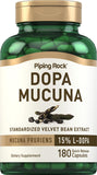 Piping Rock Velvet Bean Extract 15% L-DOPA capsule bottle front view