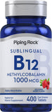 Piping Rock Vitamin B12 Methylcobalamin 1000mcg Fast Dissolve Tablets front view