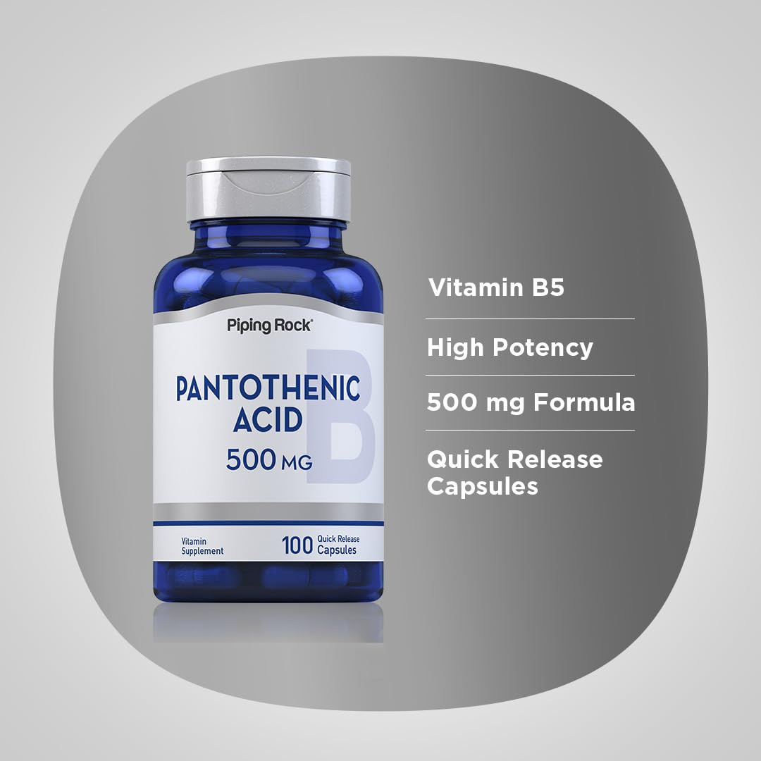 Piping Rock Vitamin B5 500mg bottle back view