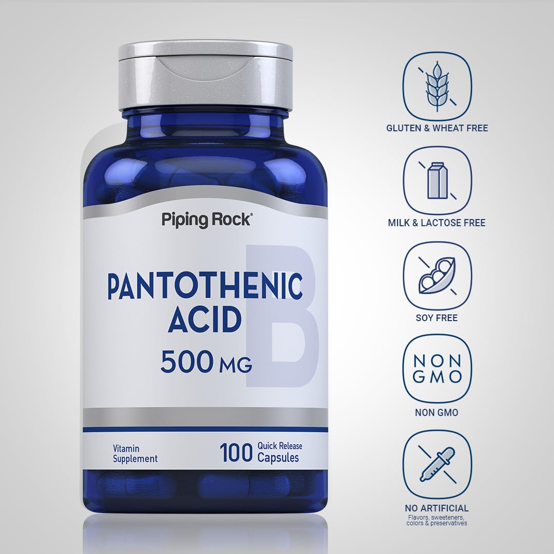 Piping Rock Vitamin B5 500mg capsules close-up