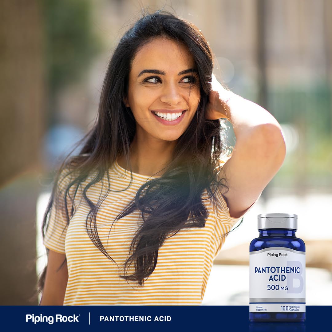 Piping Rock Vitamin B5 500mg capsules with a measuring spoon