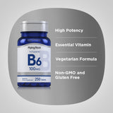Piping Rock Vitamin B6 100mg supplement back view