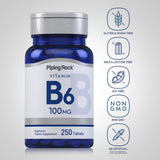 Piping Rock Vitamin B6 100mg supplement bottle with label
