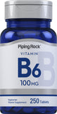Piping Rock Vitamin B6 100mg supplement front view