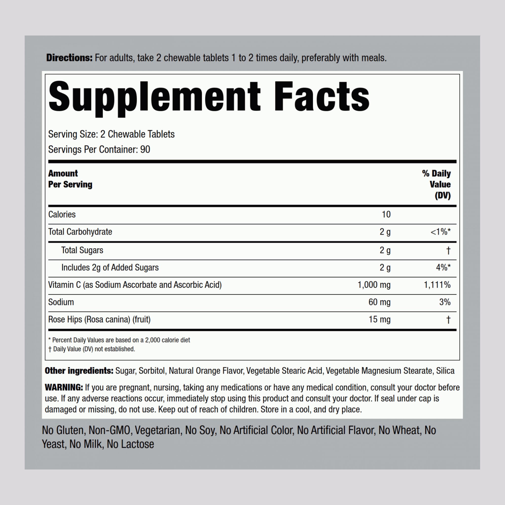 Piping Rock Vitamin C 395g supplement side view