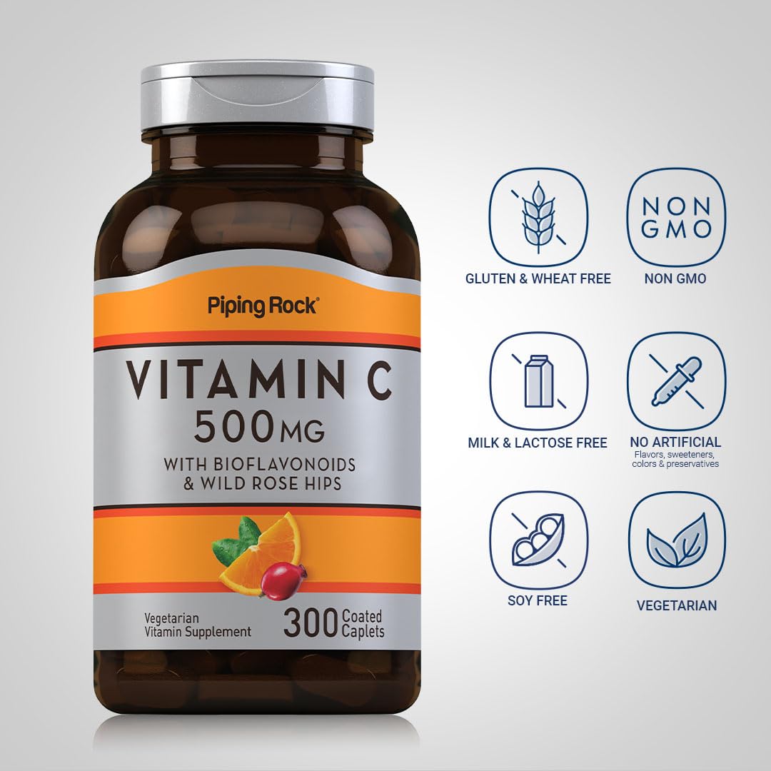 Piping Rock Vitamin C 500mg caplet close-up